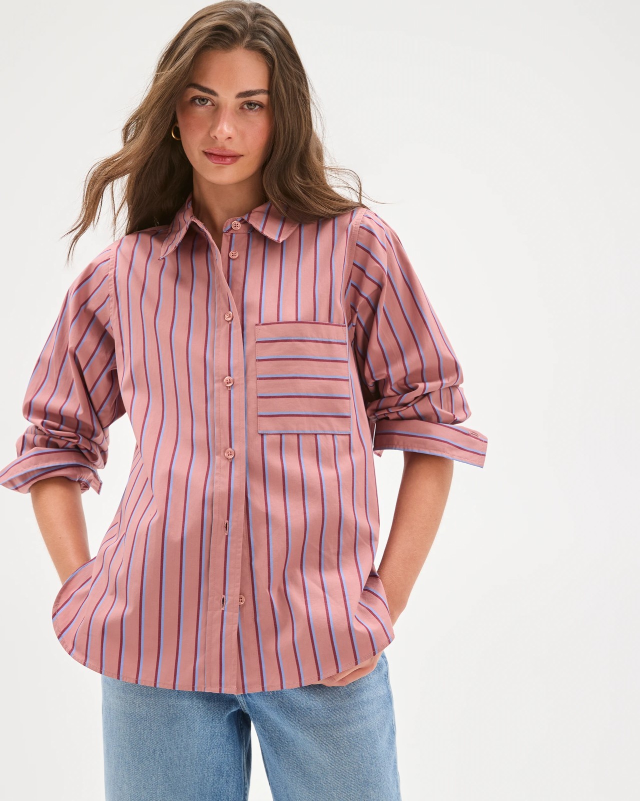 Petites Australian Cotton Spliced Stripe Shirt 5 of 6