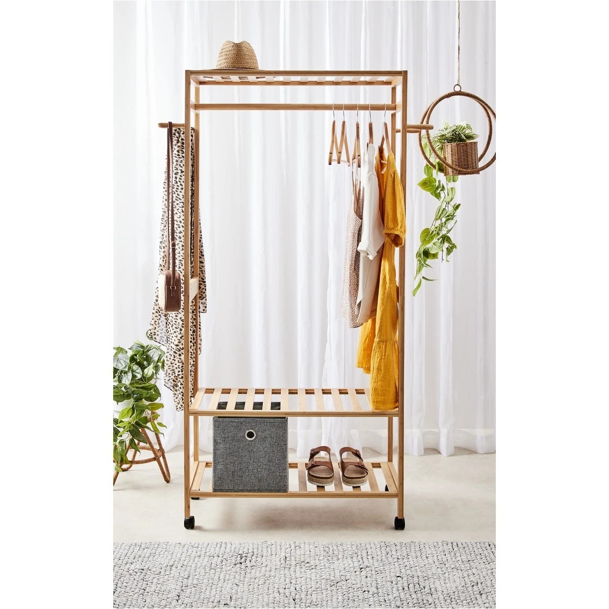 Bamboo Garment Rack With Wheels Anko Target Australia