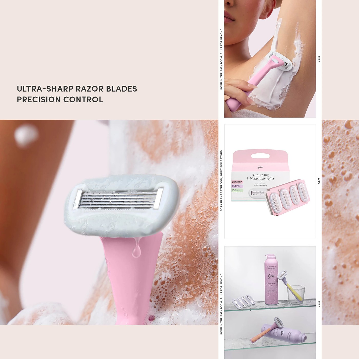 Gem 4 Pack Skin-Loving 5-Blade Razor Refills - Hyaluronic Acid, Aloe Vera and Vitamin E 4 of 5