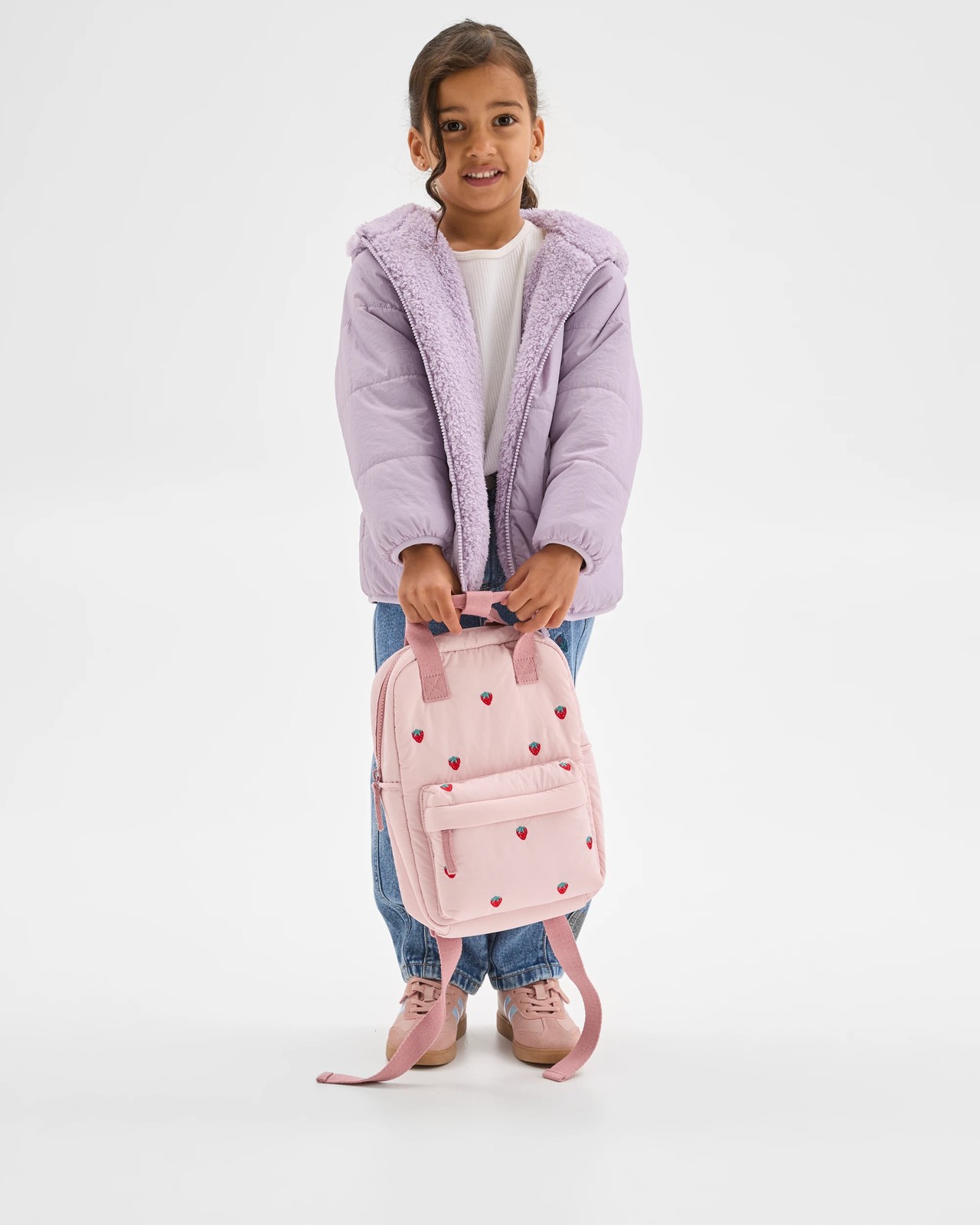 Reversible Hooded Heart Pocket Puffer Jacket - Purple 3 of 5