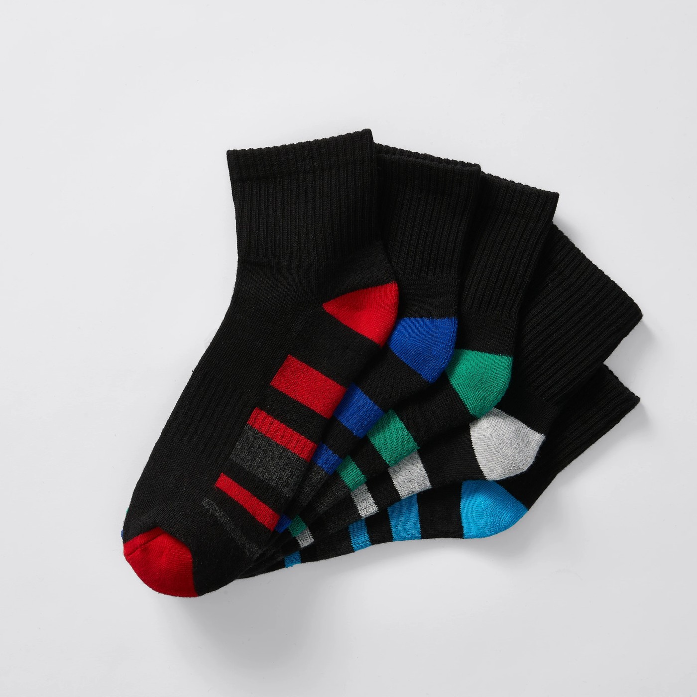 Maxx 5 Pack Quarter Crew Sport Socks - Black Stripe 2 of 2