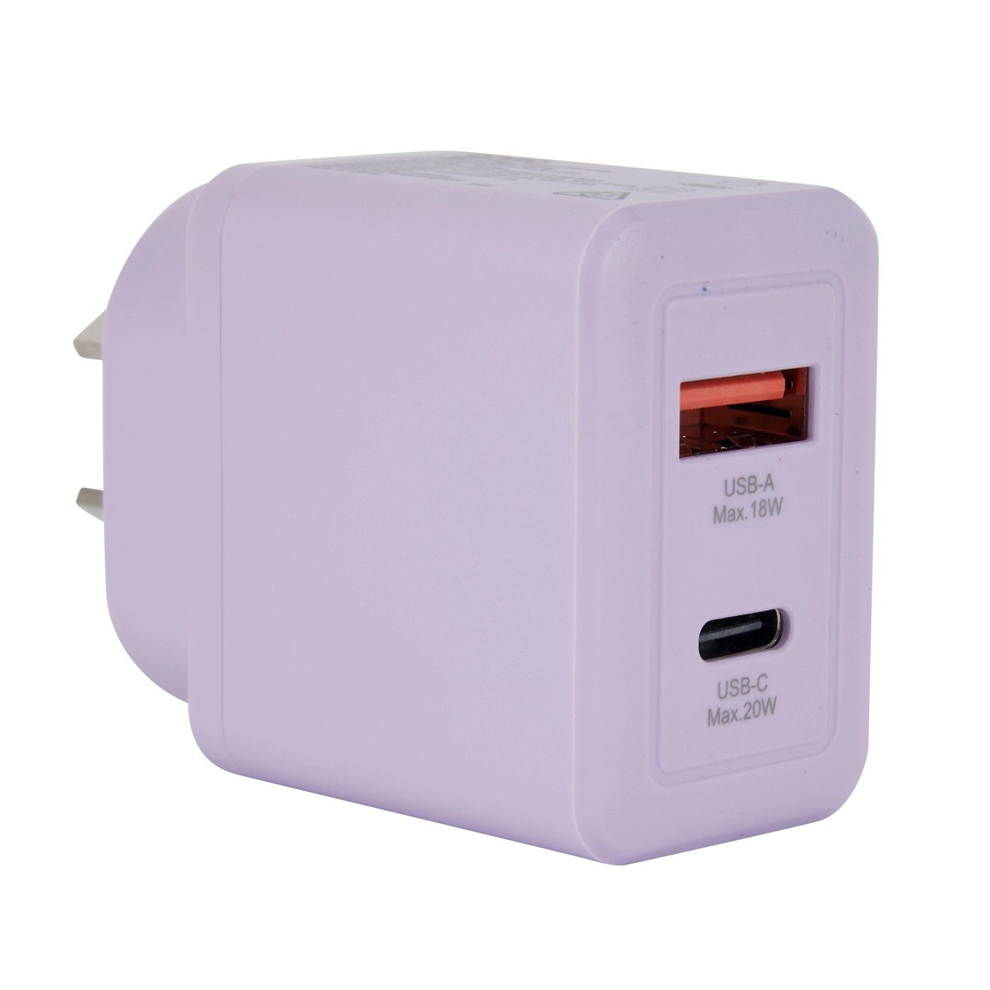 Wall USB Charger with USB-A to USB-C, Purple - Anko 4 of 6