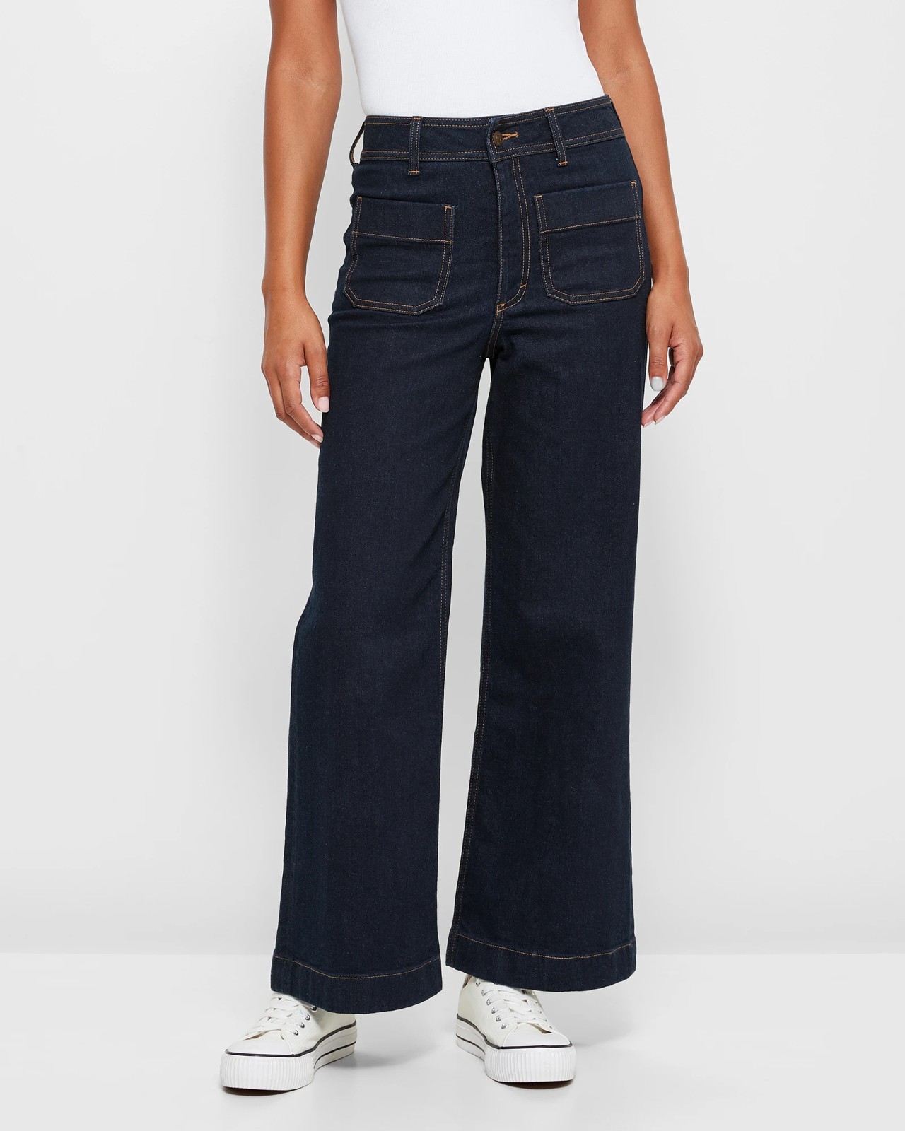 Wide Leg High Rise Full Length Denim Jeans