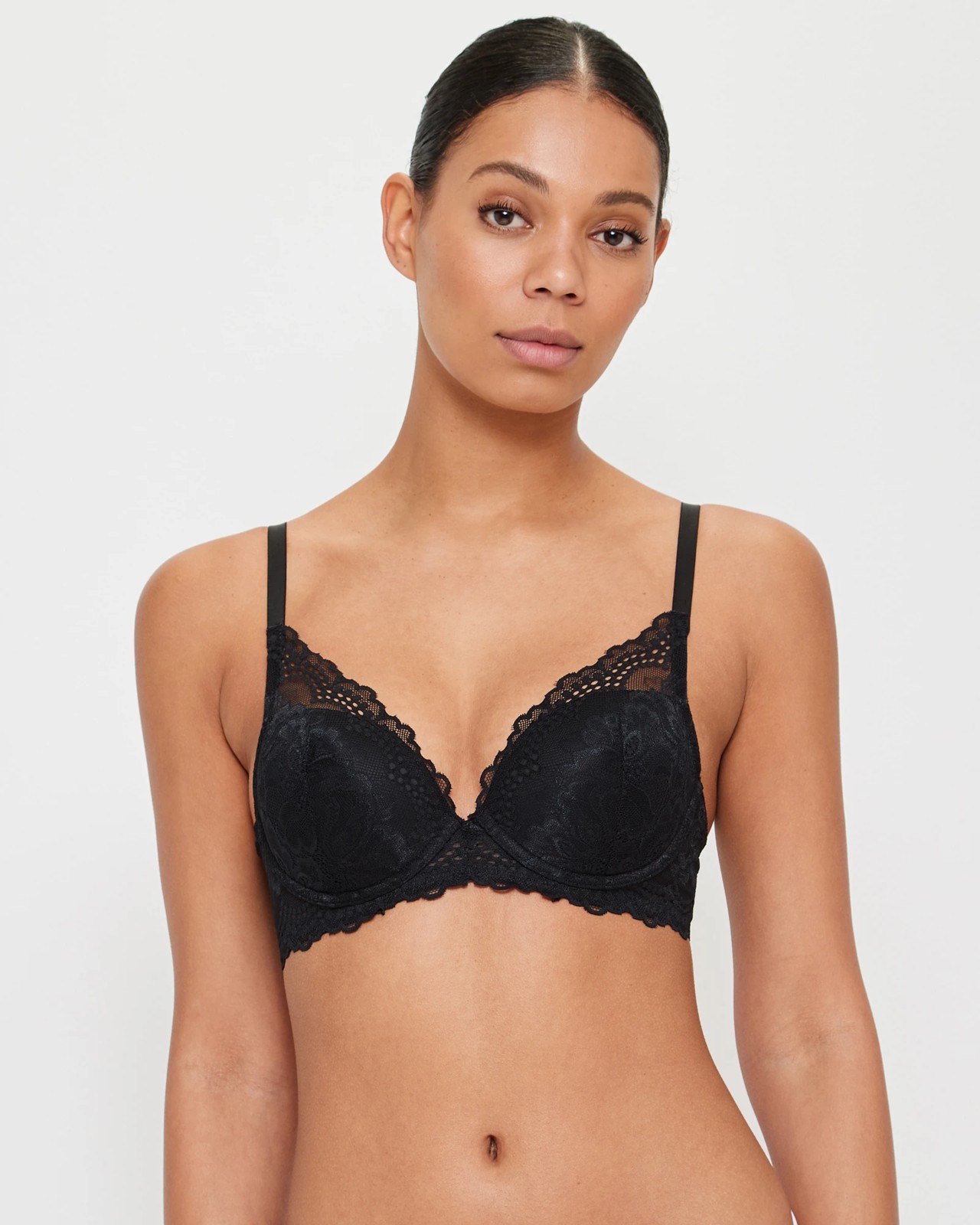 Shop Lace Design Plunge Bra with Hook Closure Online