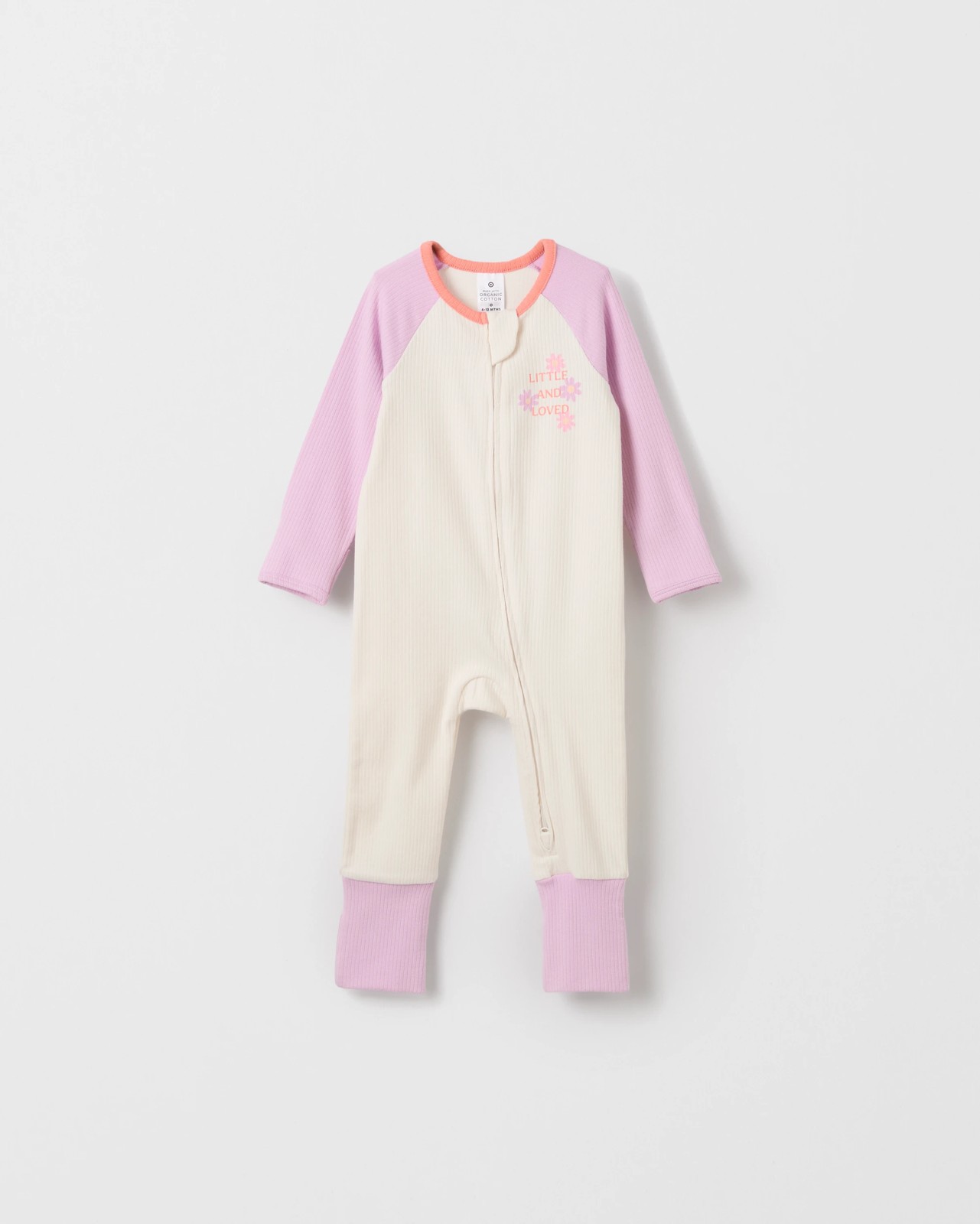 Baby Organic Cotton 2 Pack Rib Zip Coverall - Gardenia Loved 2 of 4