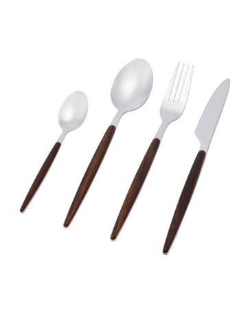 16 Piece Wood Look Handle Cutlery Set - Anko