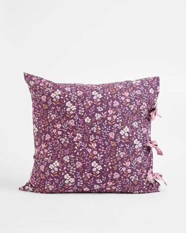 Raina Floral Australian Cotton Pillowcase - Blackberry