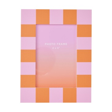4in. x 6in. Check Frame, Pink and Orange - Anko