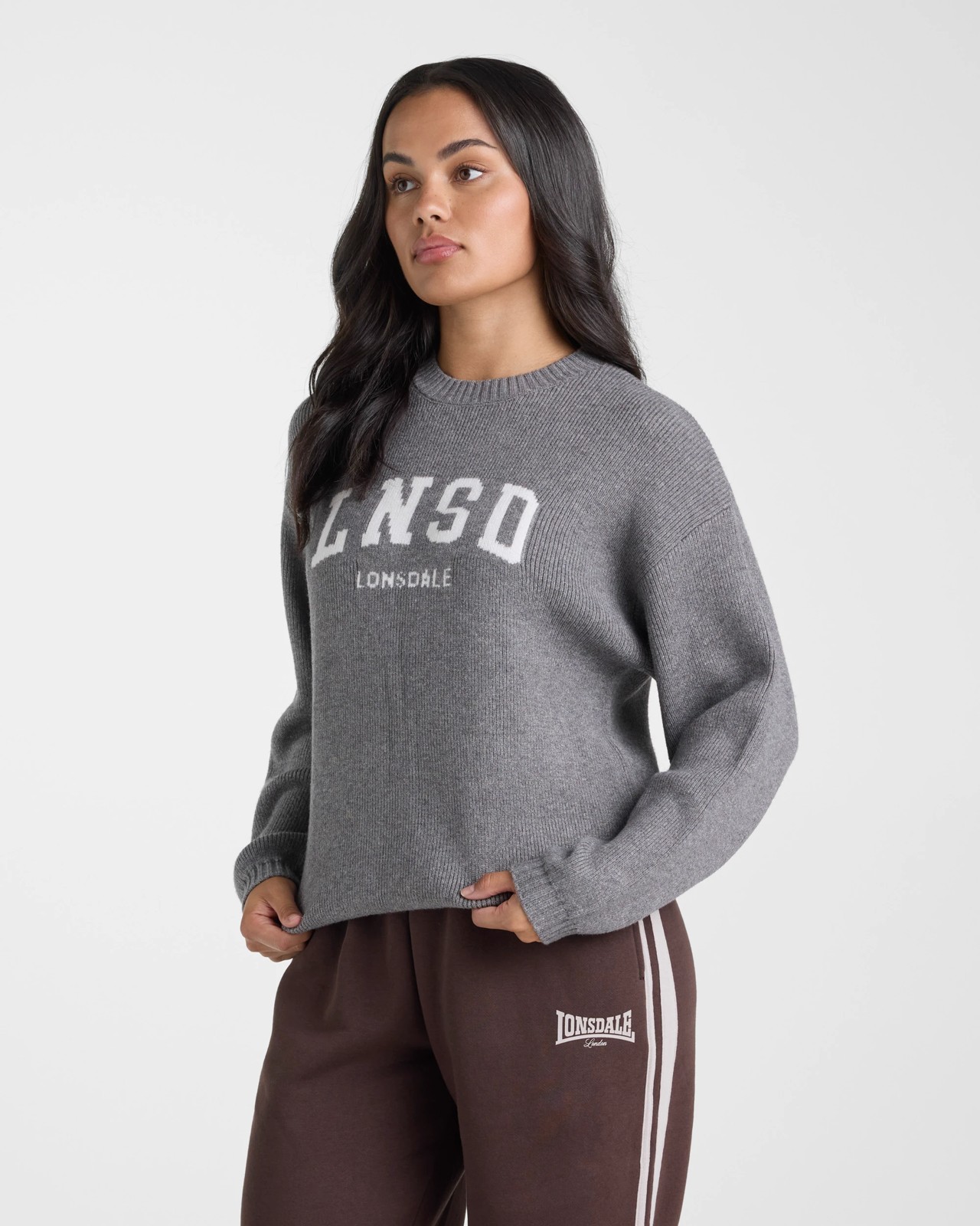 Lonsdale London Knit Crew - Grey Marle 4 of 5
