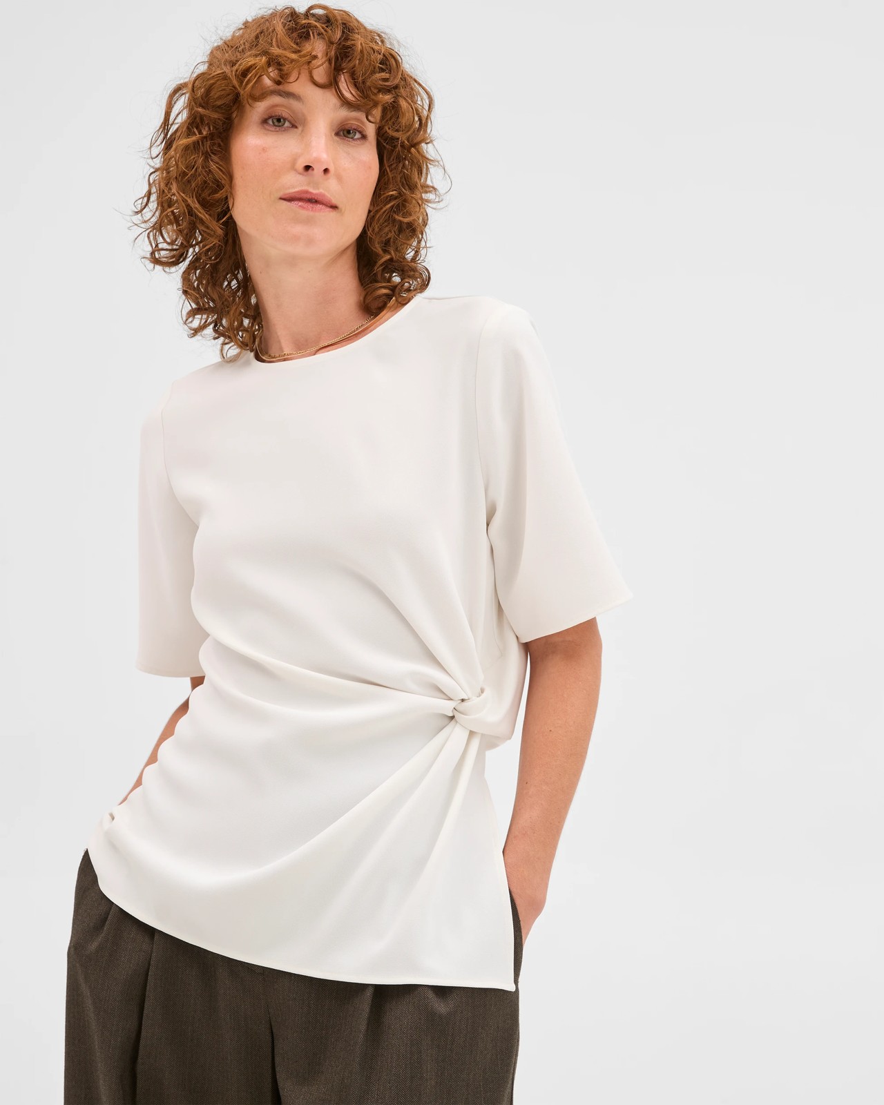 Preview Short Sleeve Knot Detail Blouse 2 of 6