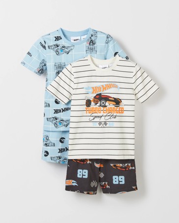 Hot Wheels Australian Cotton Younger Boys Pyjama Set 2 Pack