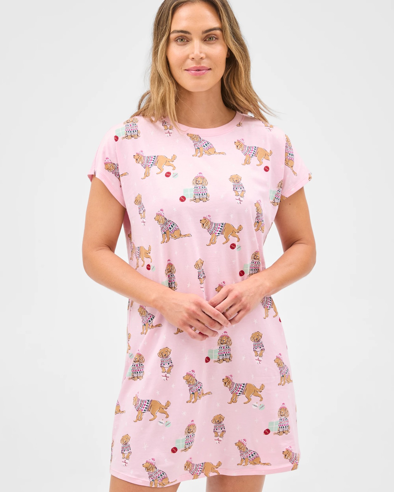 Australian Cotton Rich Merry Woofmas T-Shirt Nightie 5 of 5