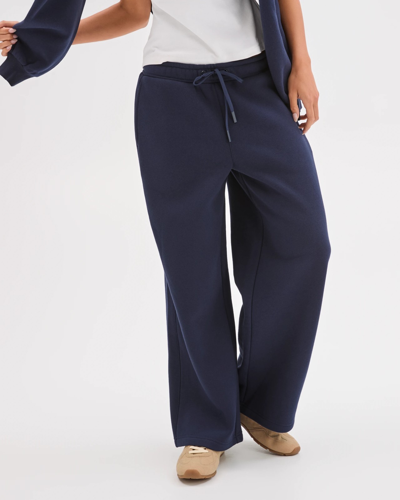 Lily Loves Australian Cotton Blend Wide Leg Trackpants - Deep Navy 2 of 6
