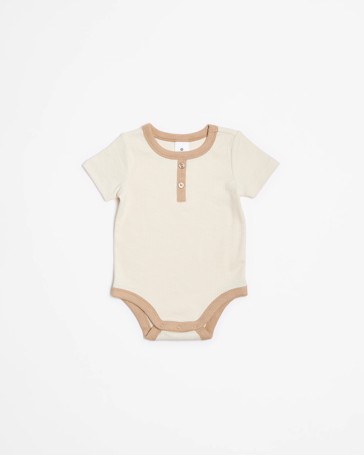 Baby Short Sleeve Rib Henley Bodysuit