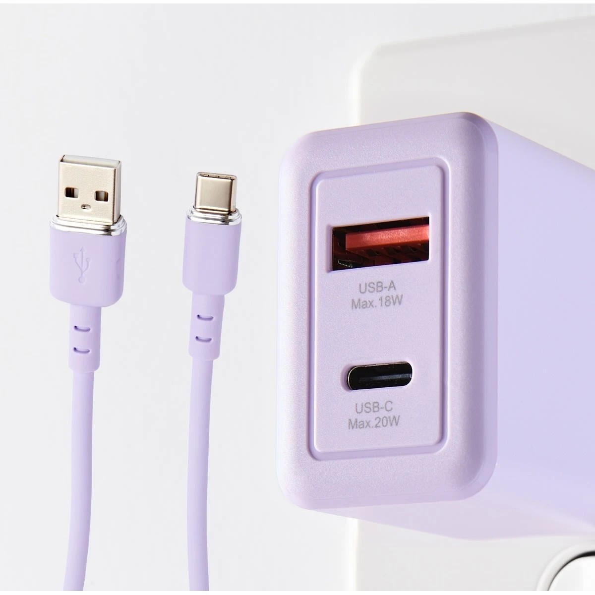 Wall USB Charger with USB-A to USB-C, Purple - Anko 6 of 6