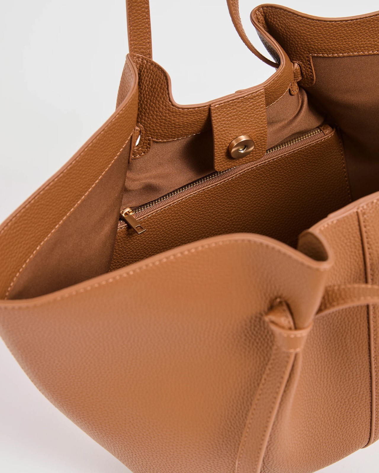 Knot Detail Pebble PU Tote Bag - Tan 2 of 2