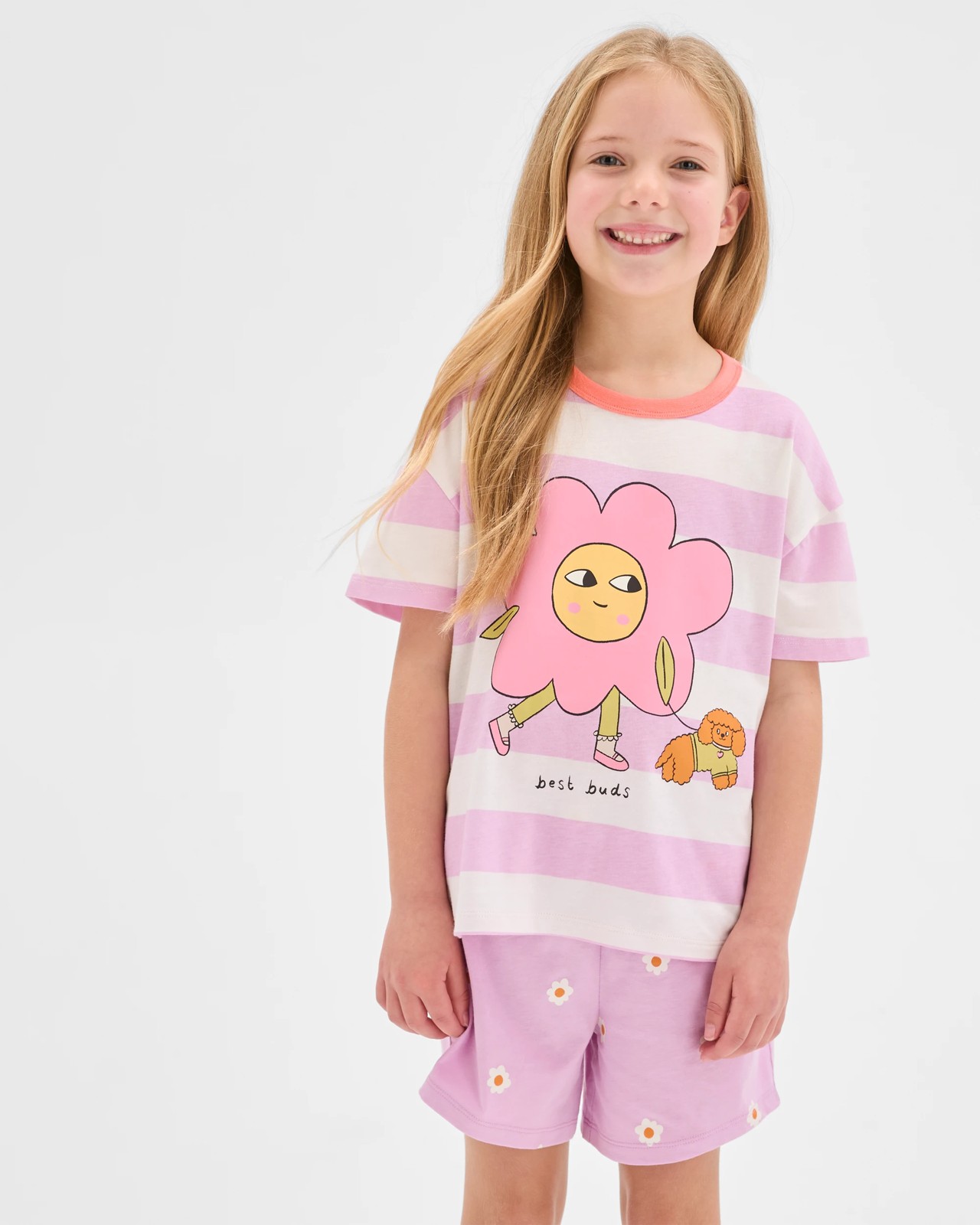 Australian Cotton Younger Girls Oversized Jersey Pyjama Set - Daisy 2 of 5