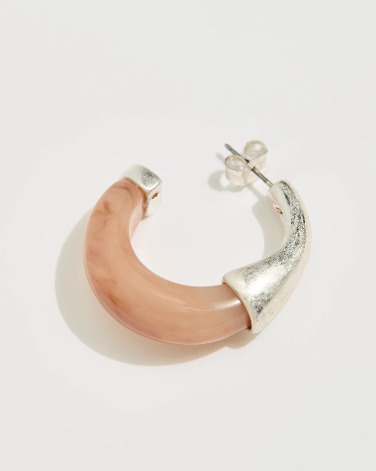 Two Tone Resin Hoop Earrings - Beige 2 of 2