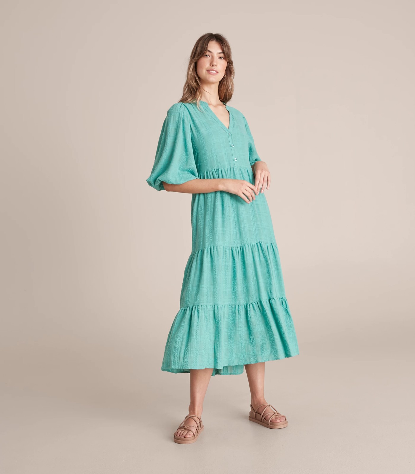 Check Dobby Midi Dress | Target Australia