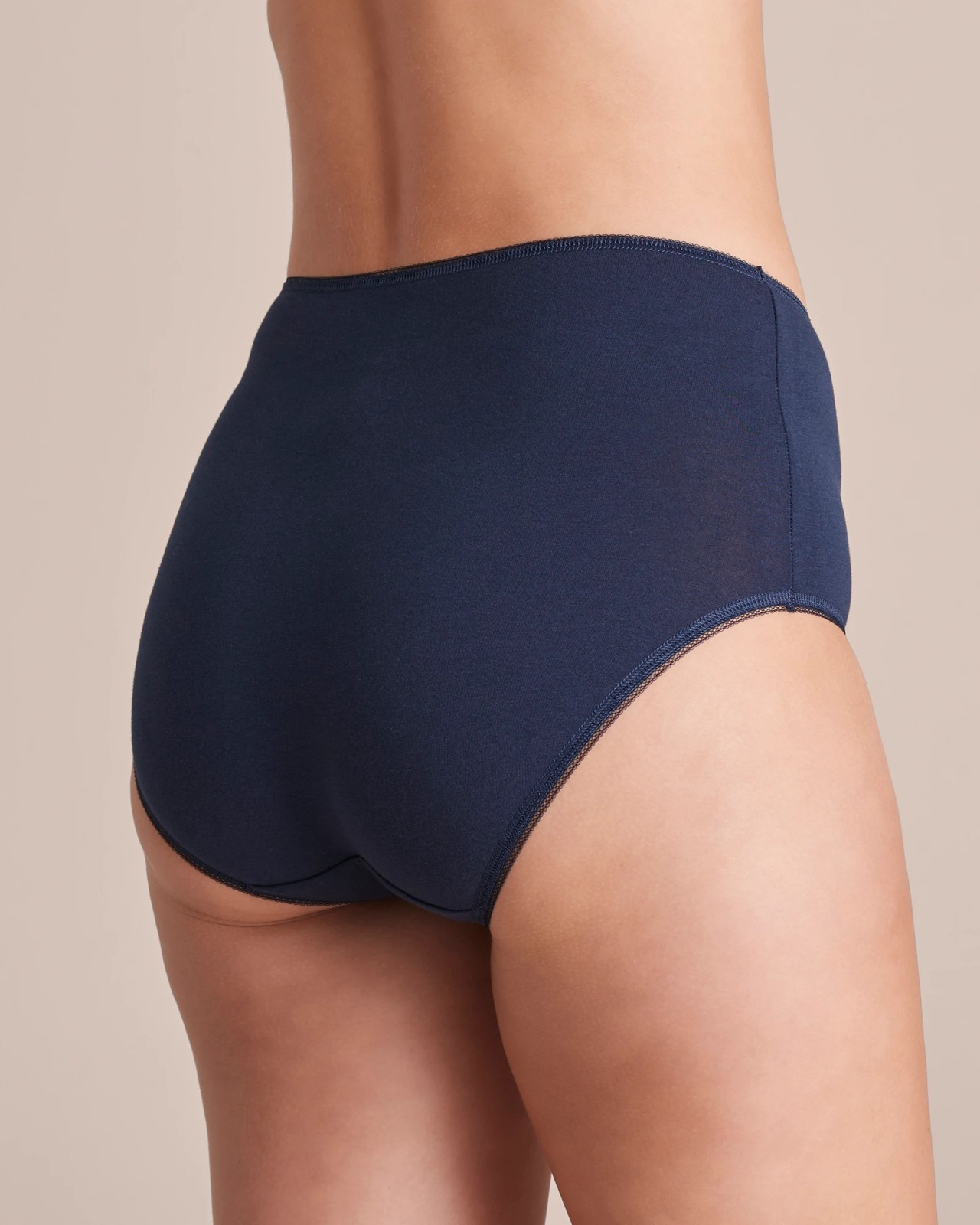 Knickers Organic Cotton High Waist Full Brief - Navy Ink