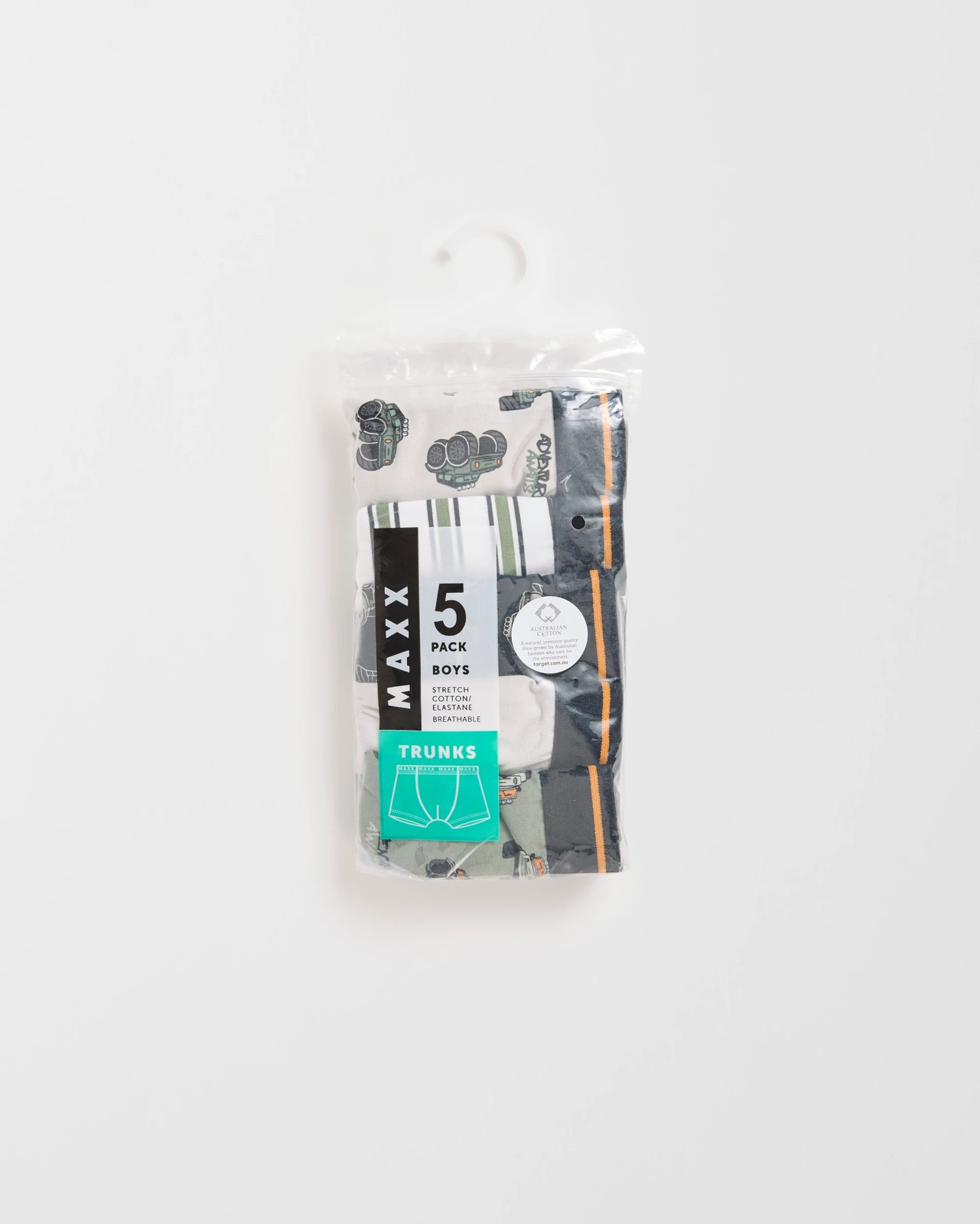 Maxx Australian Cotton 5 Pack Older Boys Trunks 2 of 2