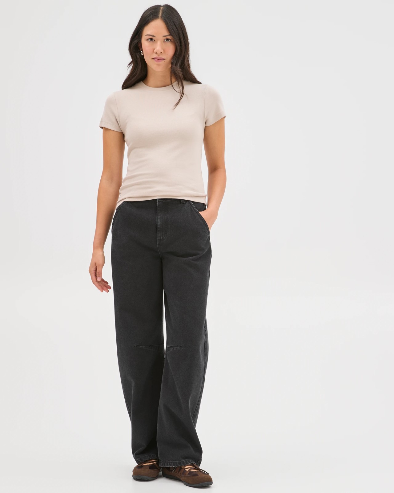 Australian Cotton Blend Stretch T-Shirt - Pebble 2 of 5