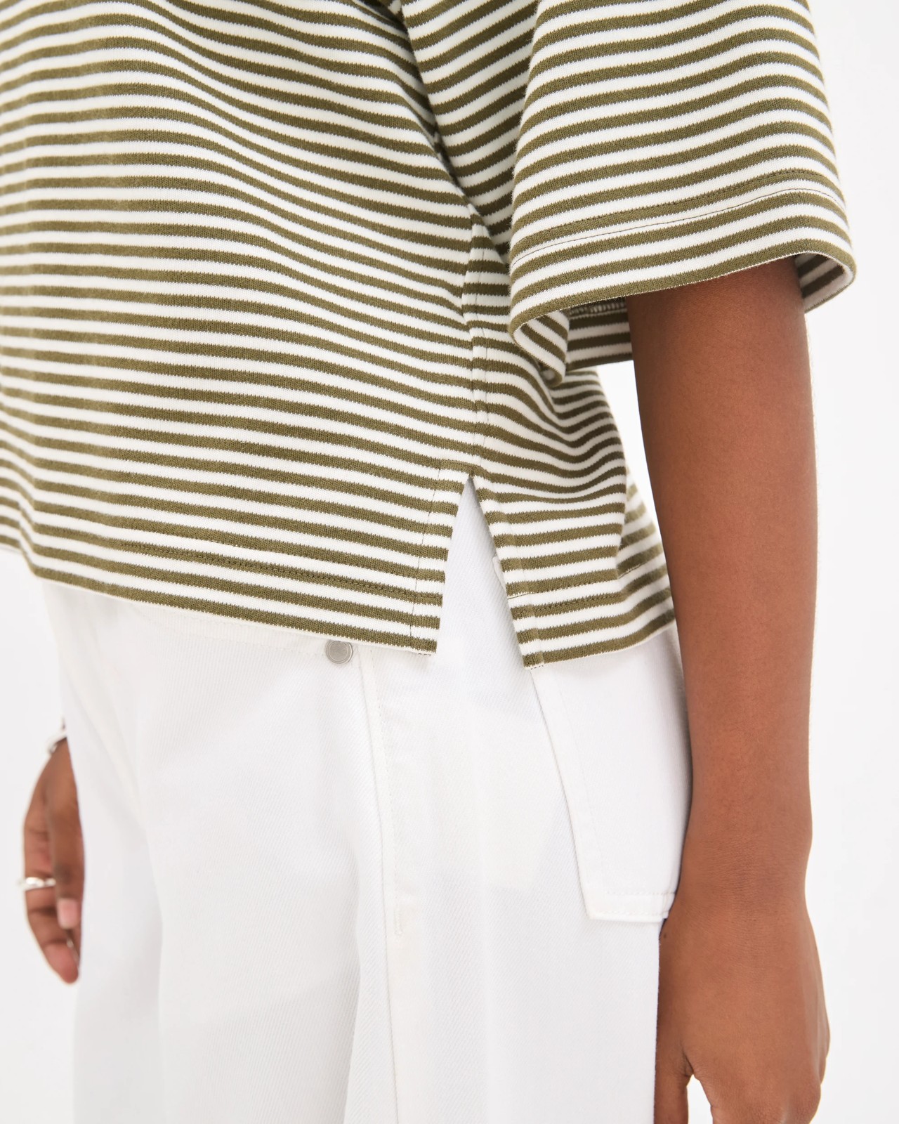 Petites Australian Cotton Heavyweight Boxy T-Shirt - Dusty Moss White 5 of 6