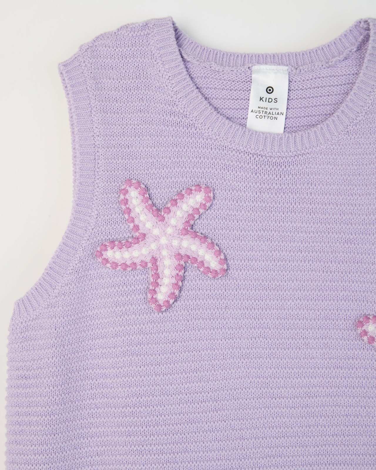 Australian Cotton Crochet Knit Tank Top - Lilac Star 6 of 6