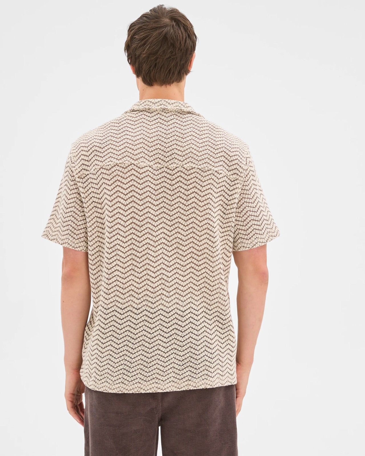 Commons Open Weave Short Sleeve Shirt - Brown 6 of 6
