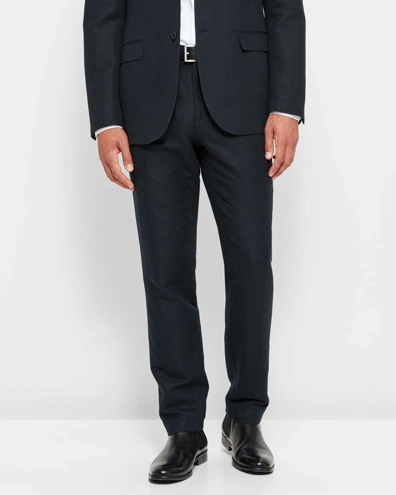 Linen blend suit trousers –