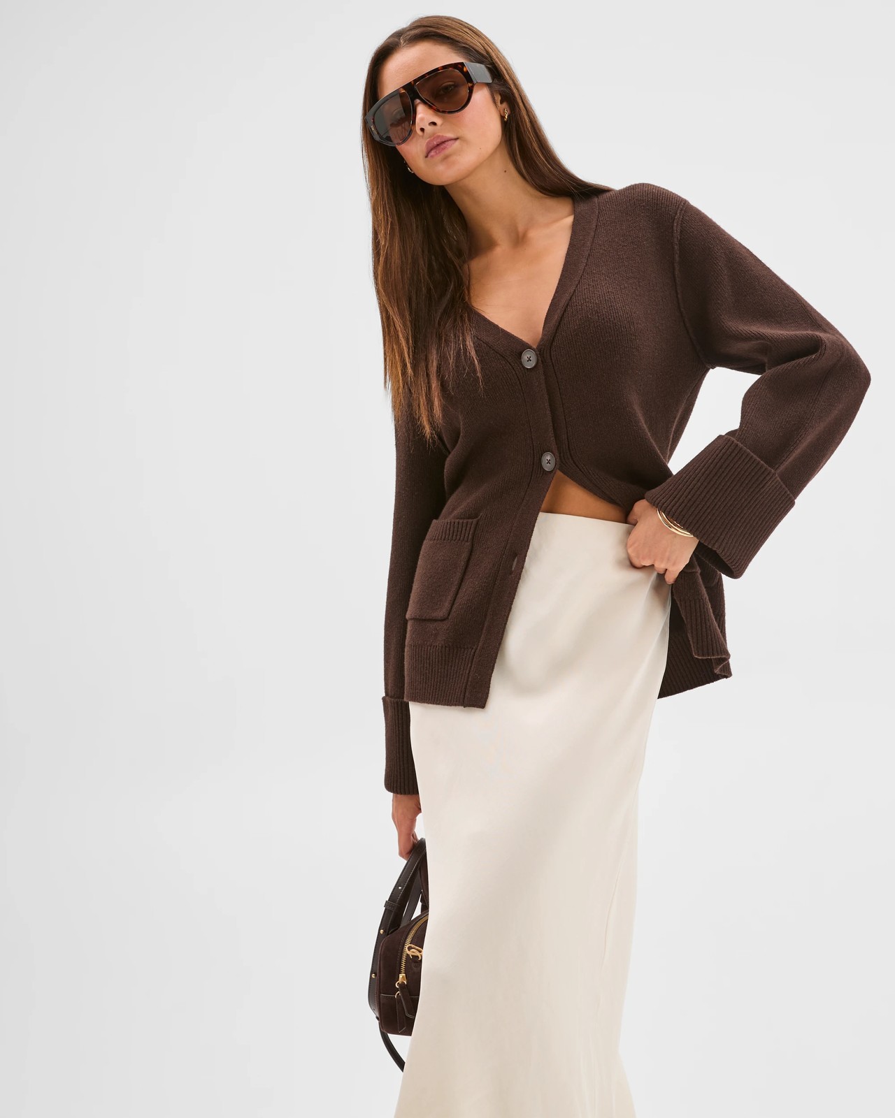 Lily Loves Australian Cotton Blend Longline Cardigan - Truffle 3 of 6