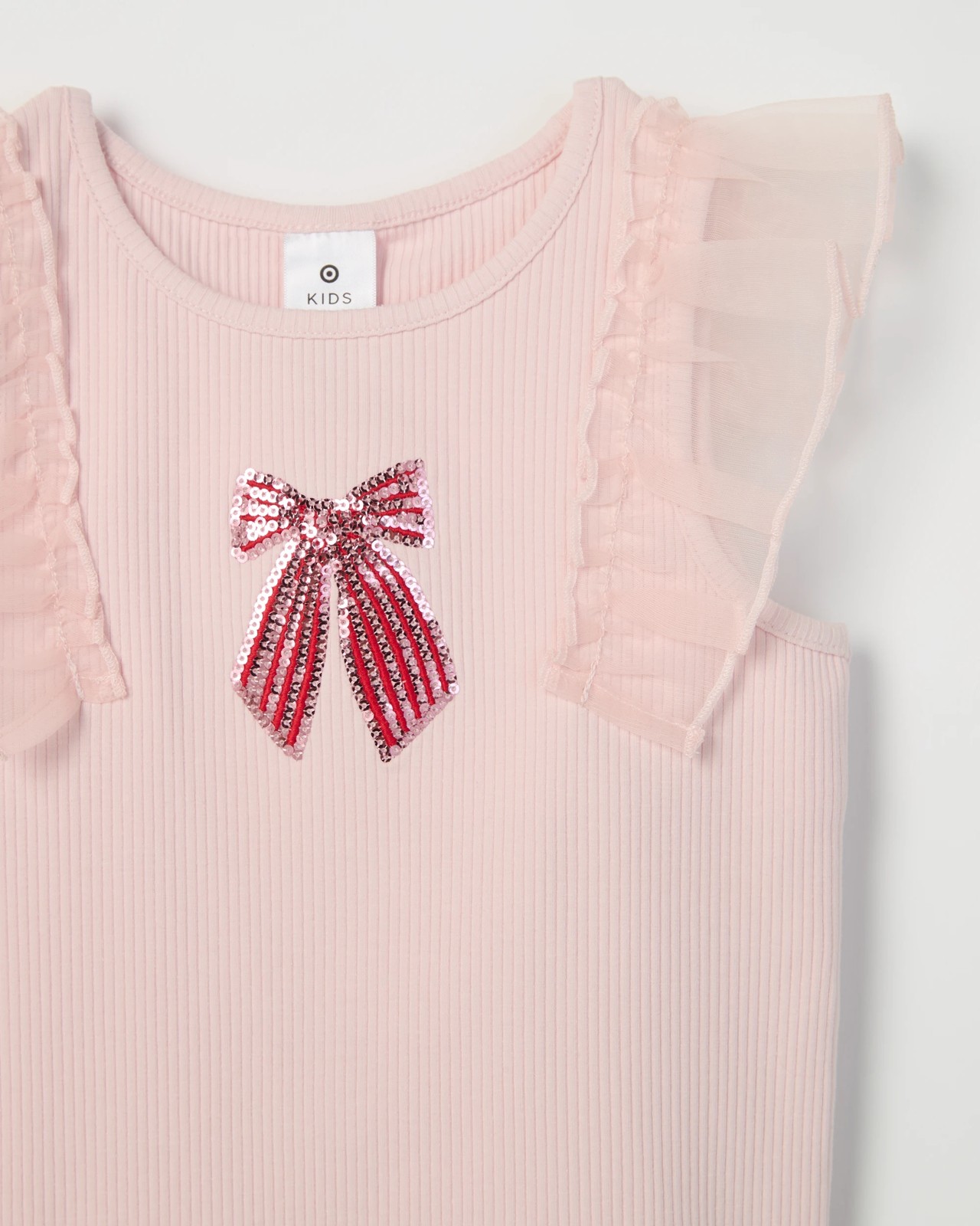 Australian Cotton Tulle Fashion Christmas Ruffle Tank Top - Pink Bow 6 of 6