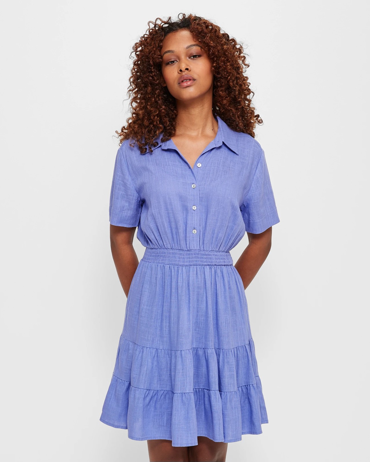 Petites Linen Blend Tiered Mini Dress - Dannii Minogue | Target Australia