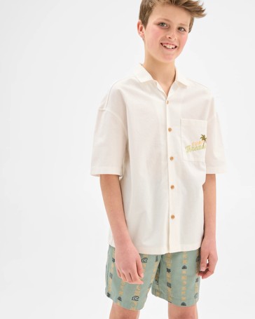 Cotton Short Sleeve Textured Shirt