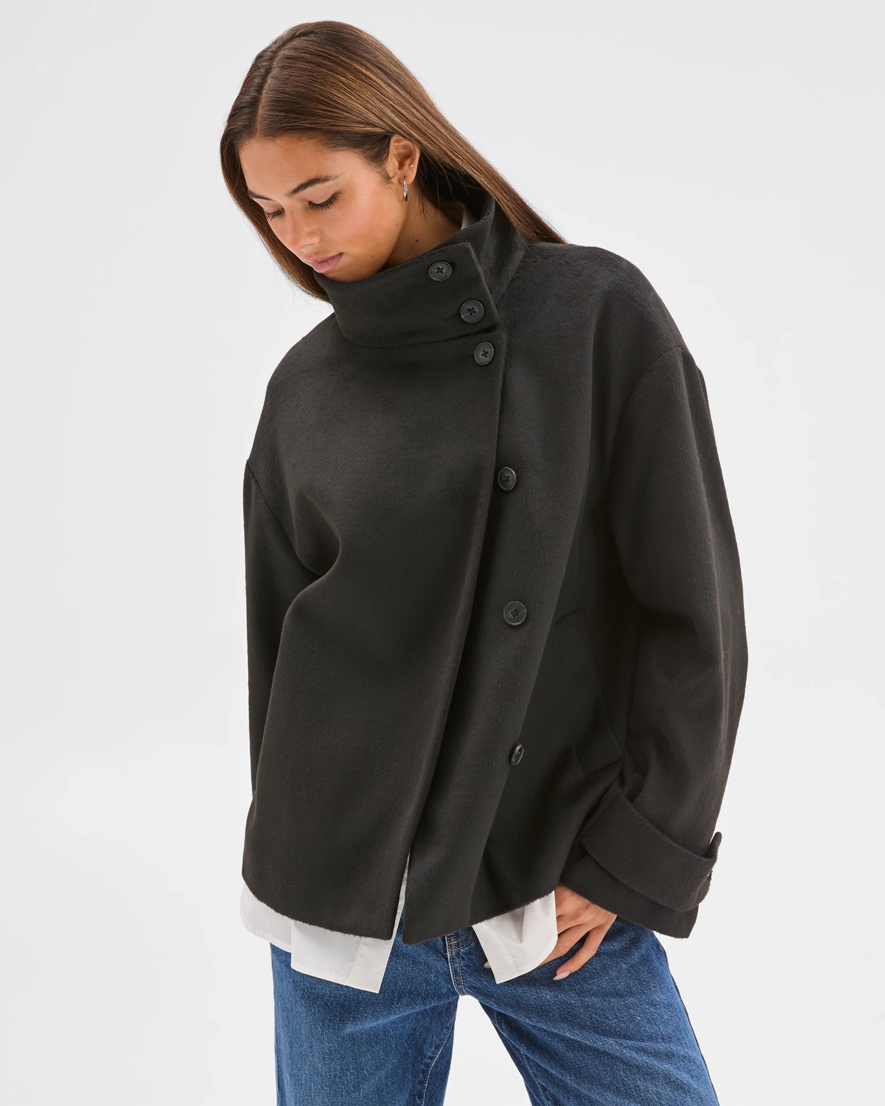 Lily Loves Funnel Neck Short Coat - Black 4 of 6