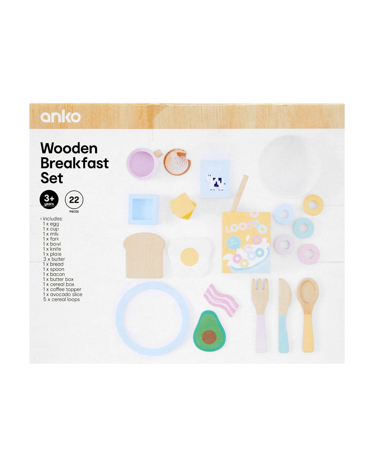 22 Piece Wooden Breakfast Set 6 of 6