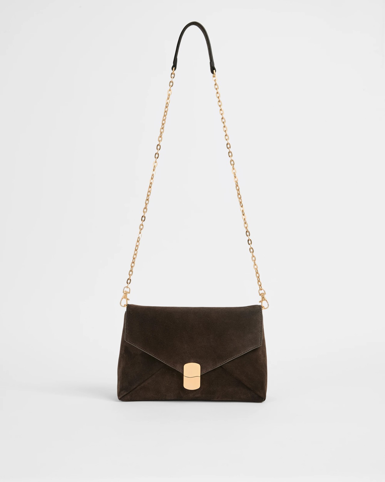 Premium Suede Leather Envelope Crossbody Bag - Bitter Choocolate 2 of 4