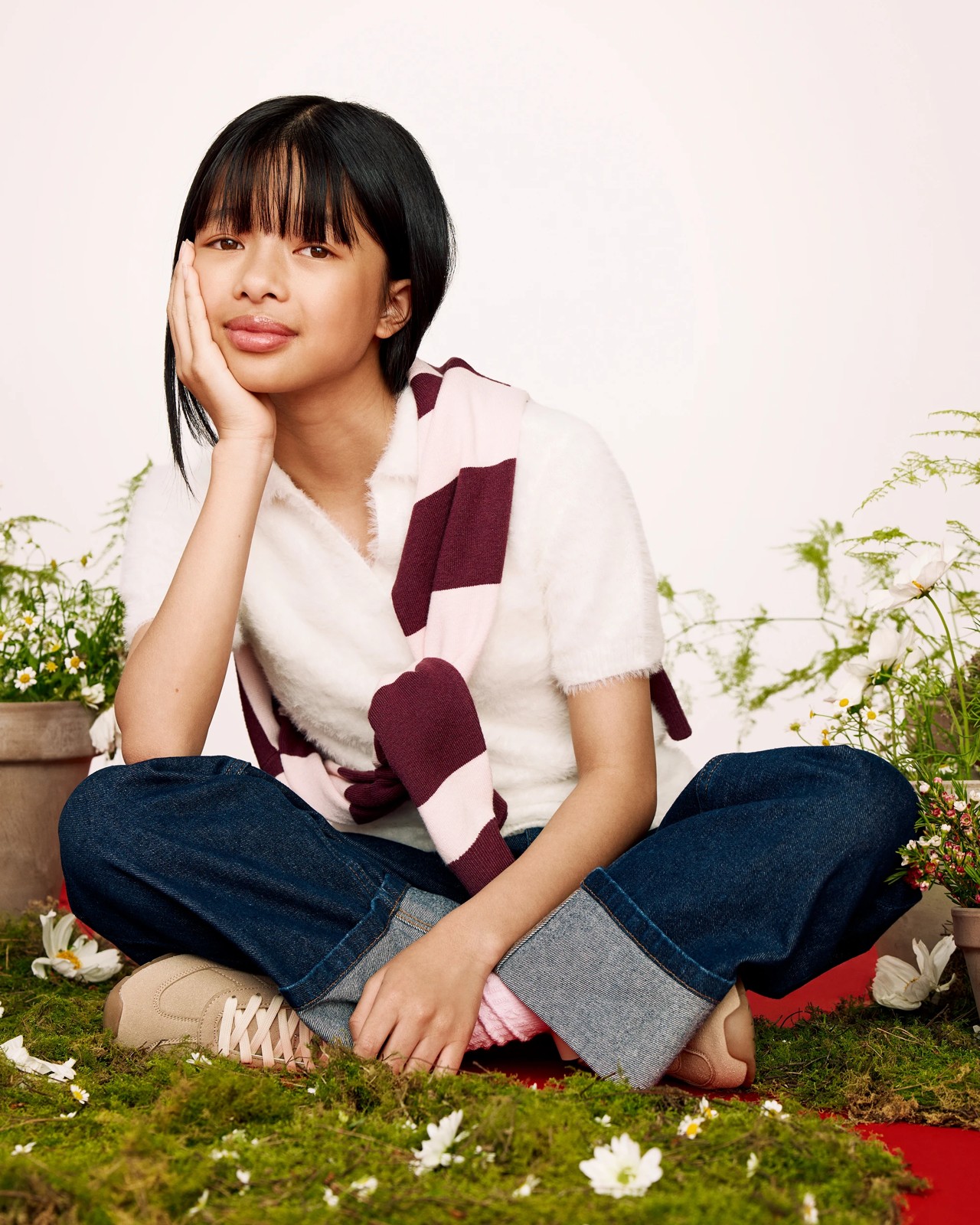 Short Sleeve Eyelash Knit Polo Top - Cream 3 of 3