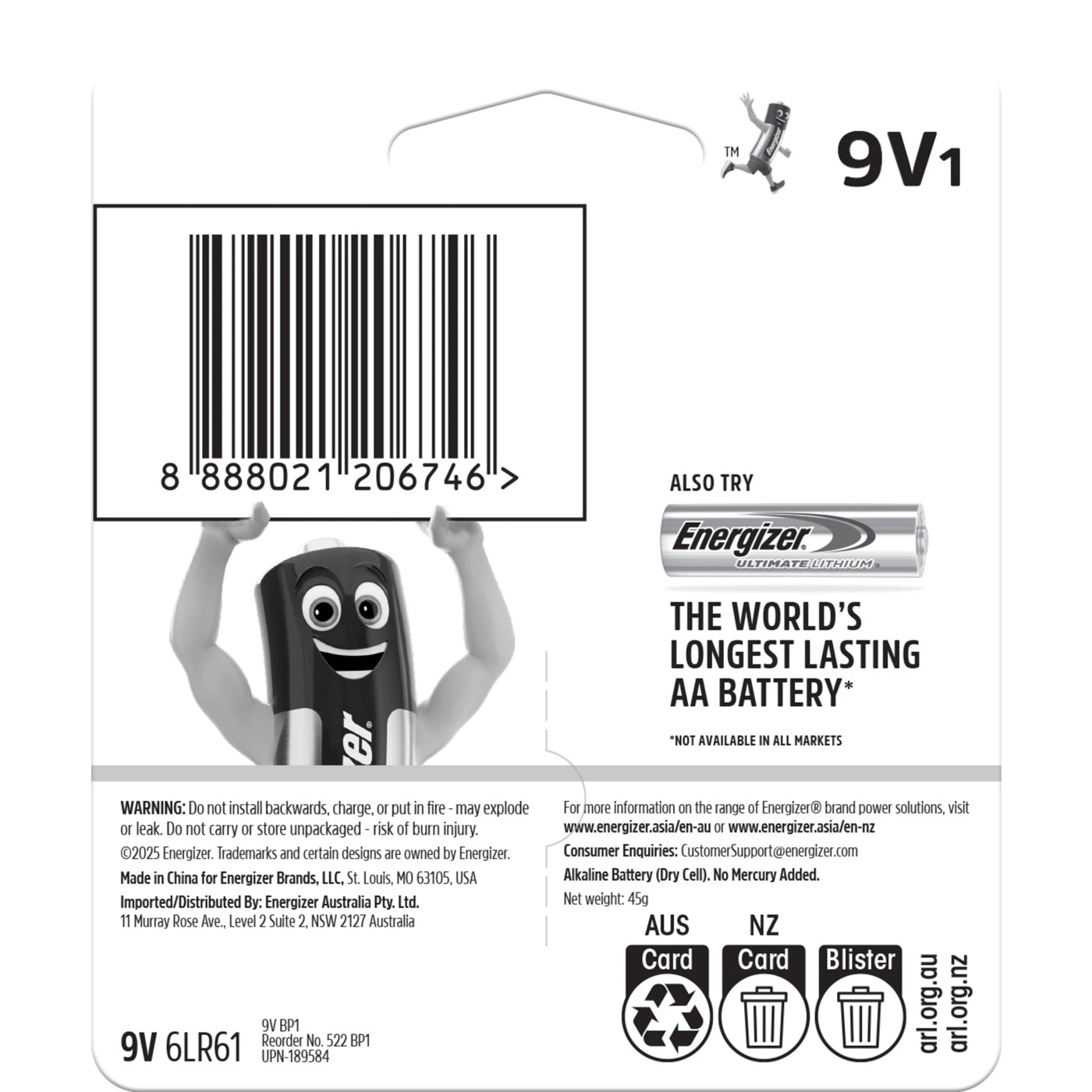 Energizer 9V Alkaline Power Battery 2 of 5
