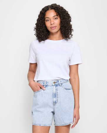 High Rise A-Line Denim Shorts