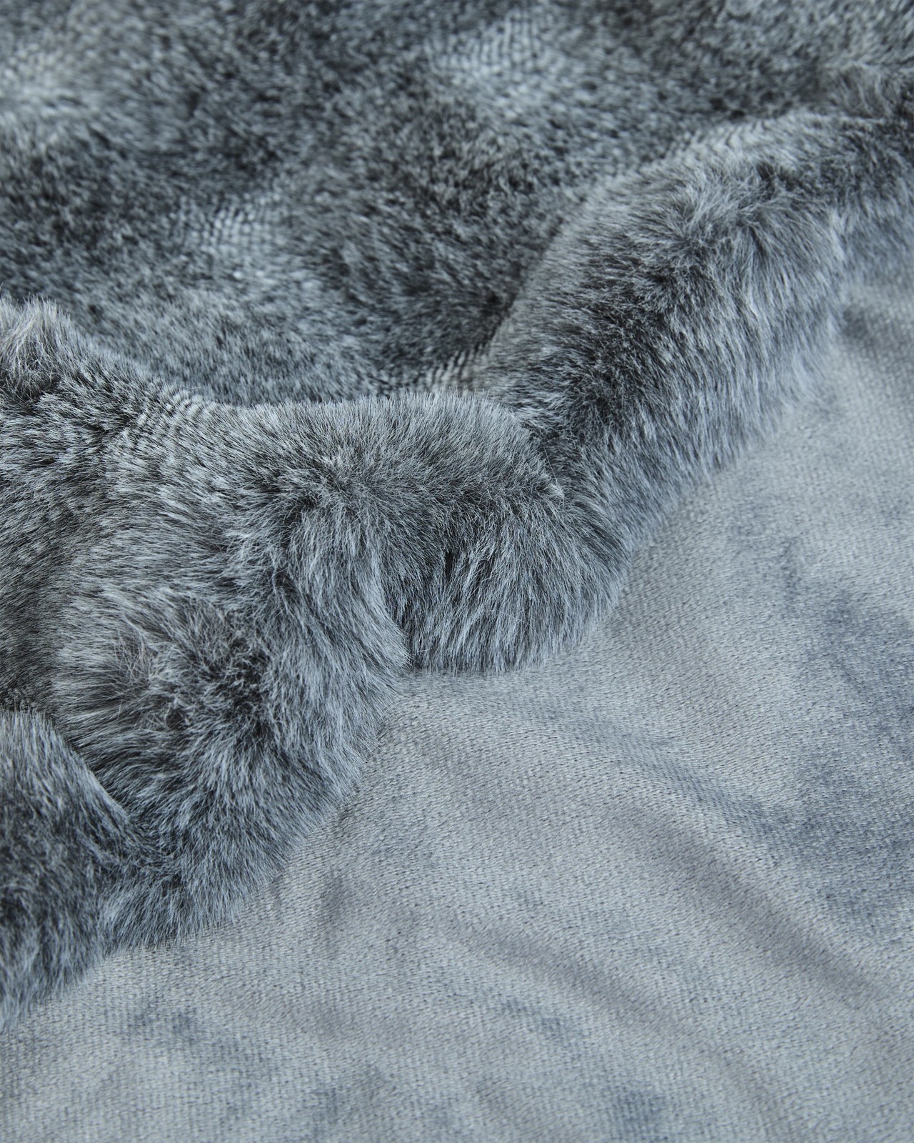 Ella Faux Fur Throw - Asphalt 2 of 3