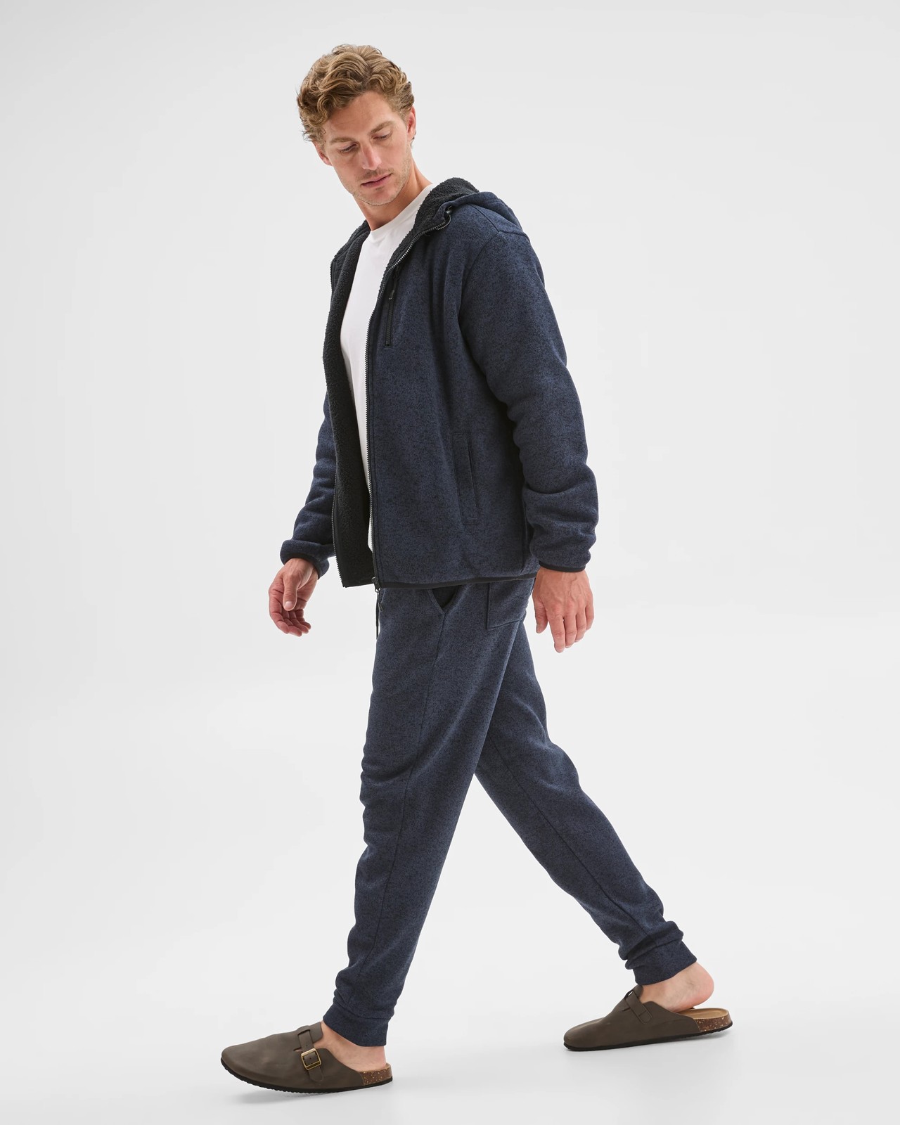 Cuffed Full Length Trackpants - Navy Marle 3 of 6