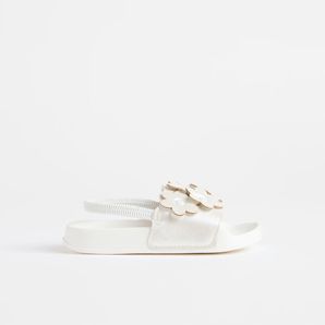 Girls Junior Glitter Flower Slide