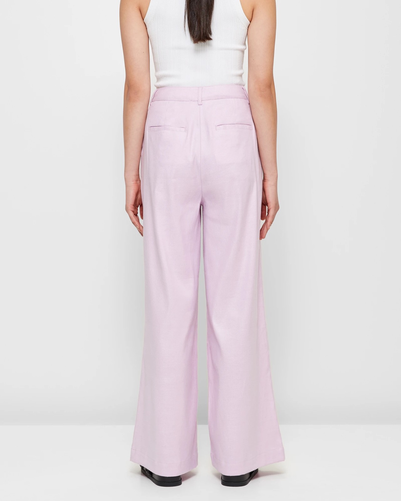 Wide-leg Linen-blend Pants - Light pink - Ladies