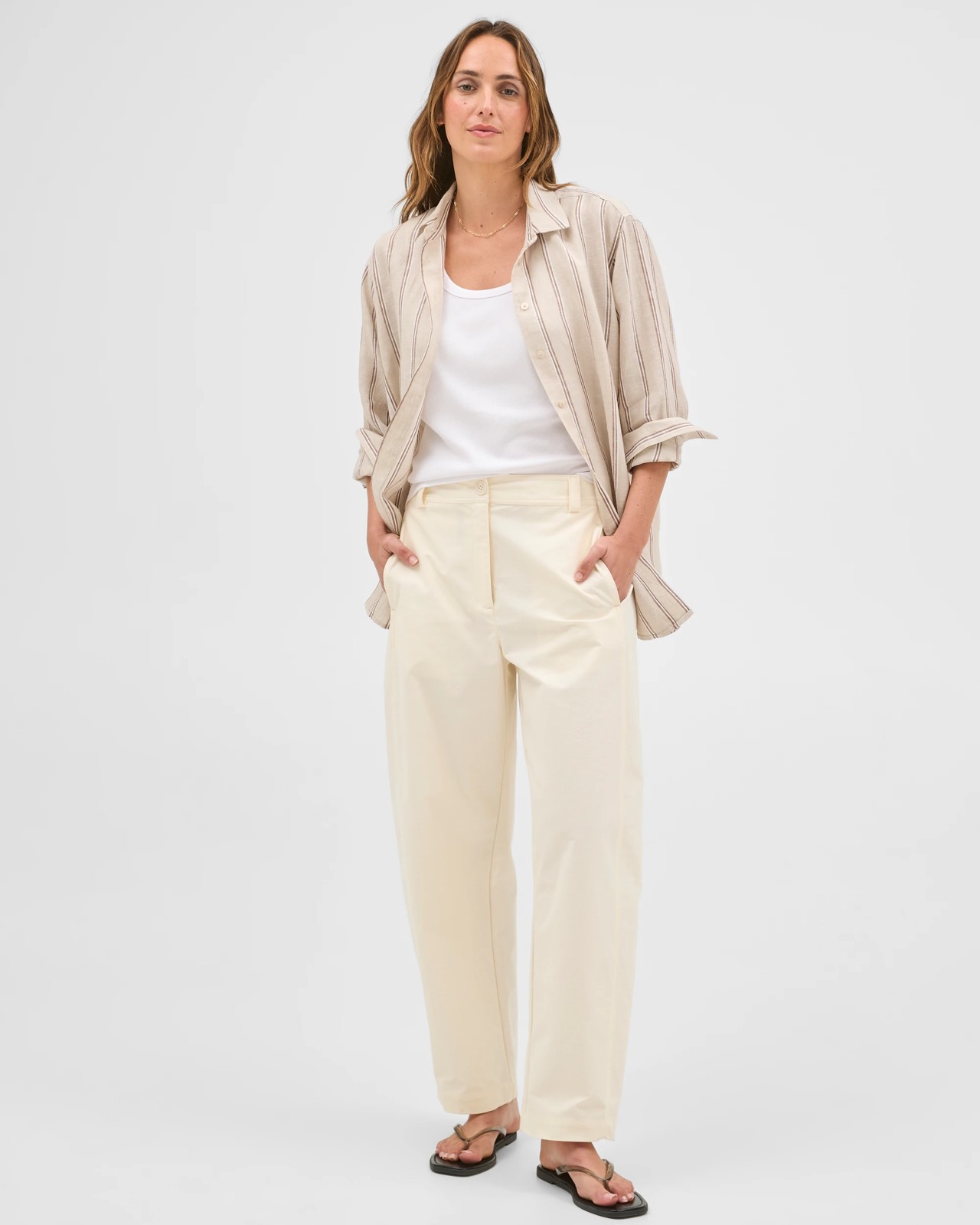 Relaxed Barrel Leg Pants - Whisper White 2 of 5