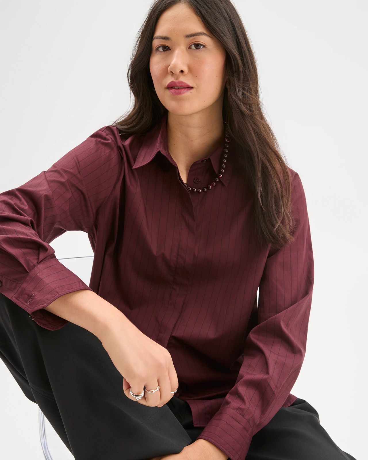 Preview Australian Cotton Poplin Shirt - Pinot Burgundy 5 of 6