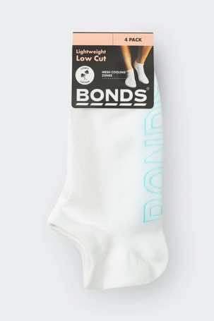 Bonds 4 Pack Logo Light Low Cut Socks