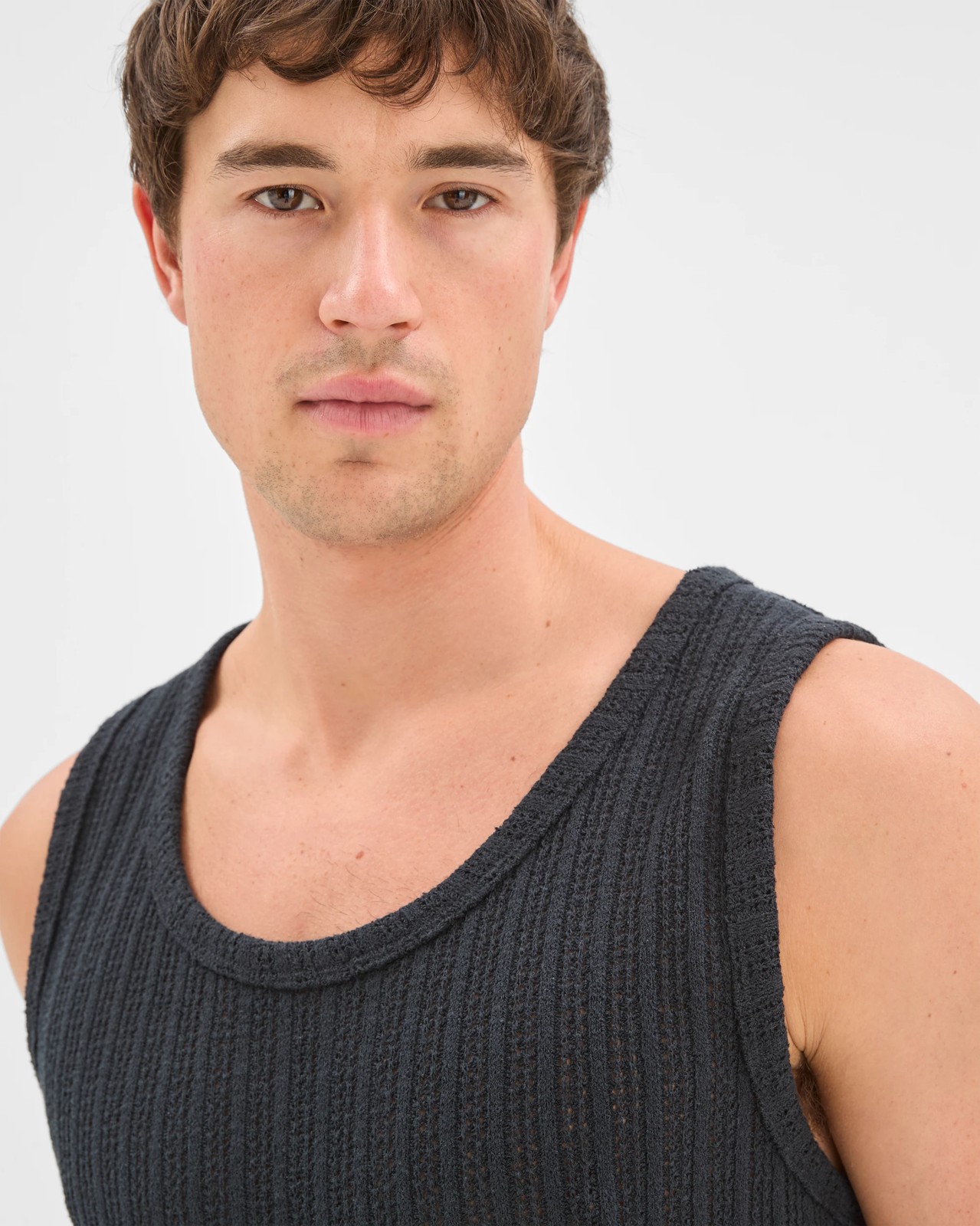 Commons Australian Cotton Blend Textured Tank Top - Black 4 of 6