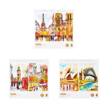 500 Piece Puzzlogy Famous Landmark Water Colour Series - Assorted
