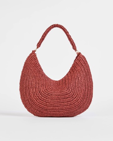 Crescent Paper Straw Shoulder Bag